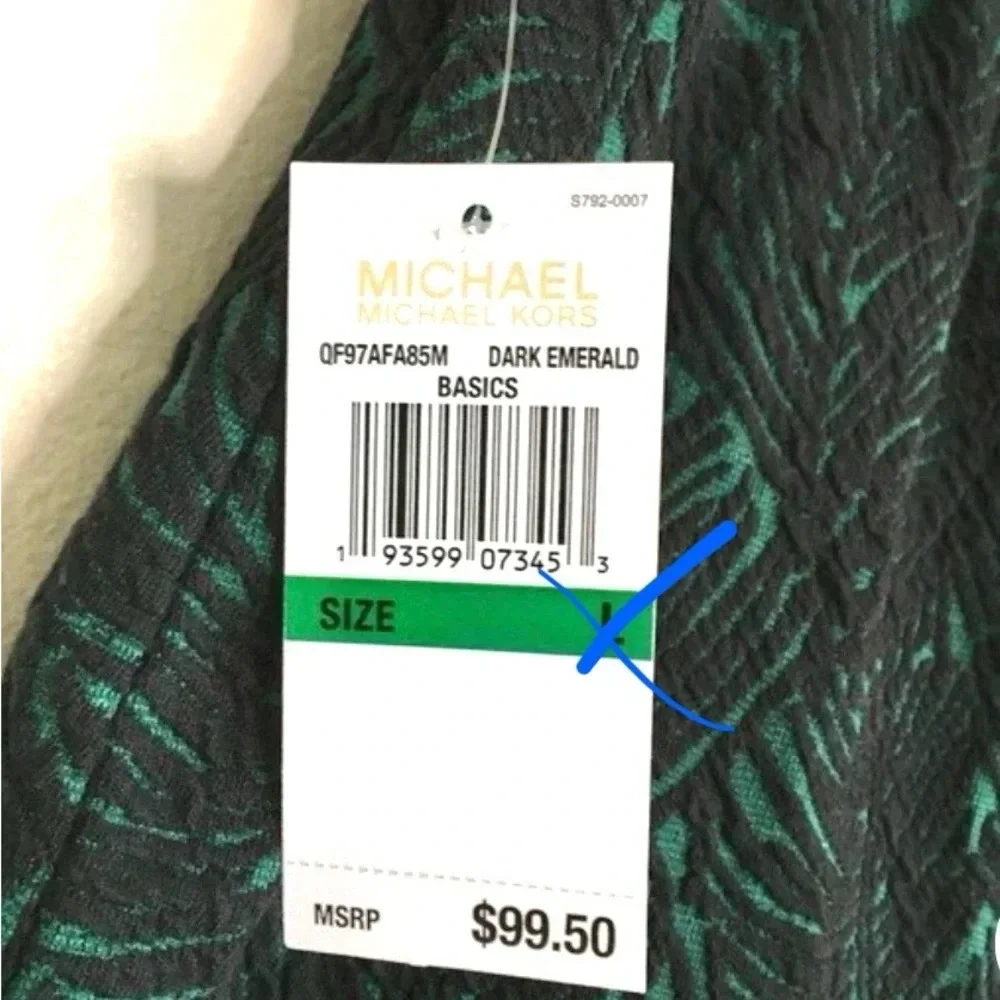 Michael Kors Leaf Pattern Pencil Skirt in Dark Emerald